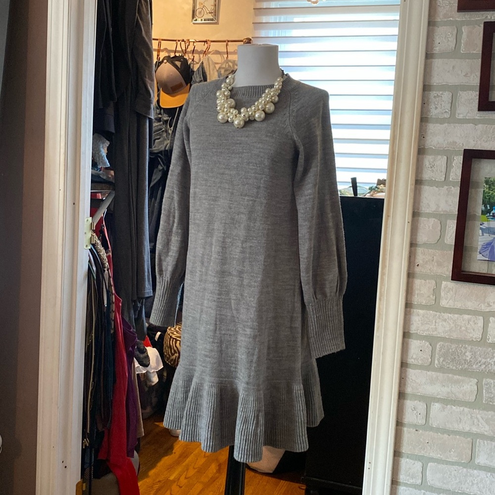 Gray sweater dress